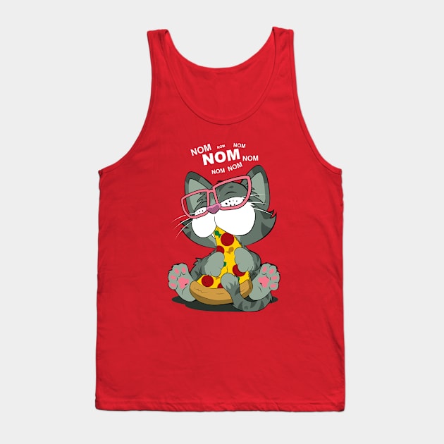 Pizza Cat! Pink Tank Top by CuddleswithCatsArt